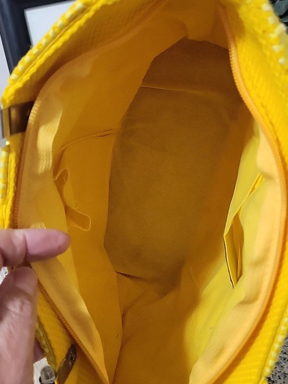 Yellow Woven Bag Lucite Handles Zippered Top Vintage Italian Alma Creazioni - Picture 9 of 16